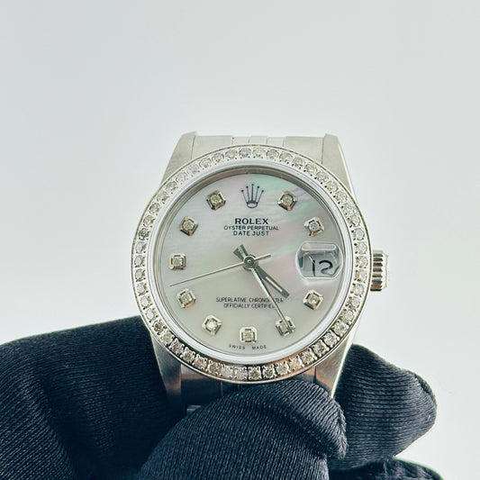 Rolex Datejust Am White Mop Diamond Dial on D Link Jubilee Ref. 68240 1988 — view 2