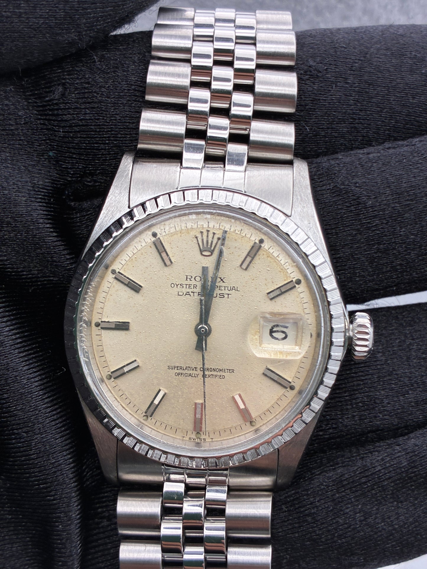Rolex Datejust Silver Stick / Has Spots Dial on Jubilee Ref. 1603 1969