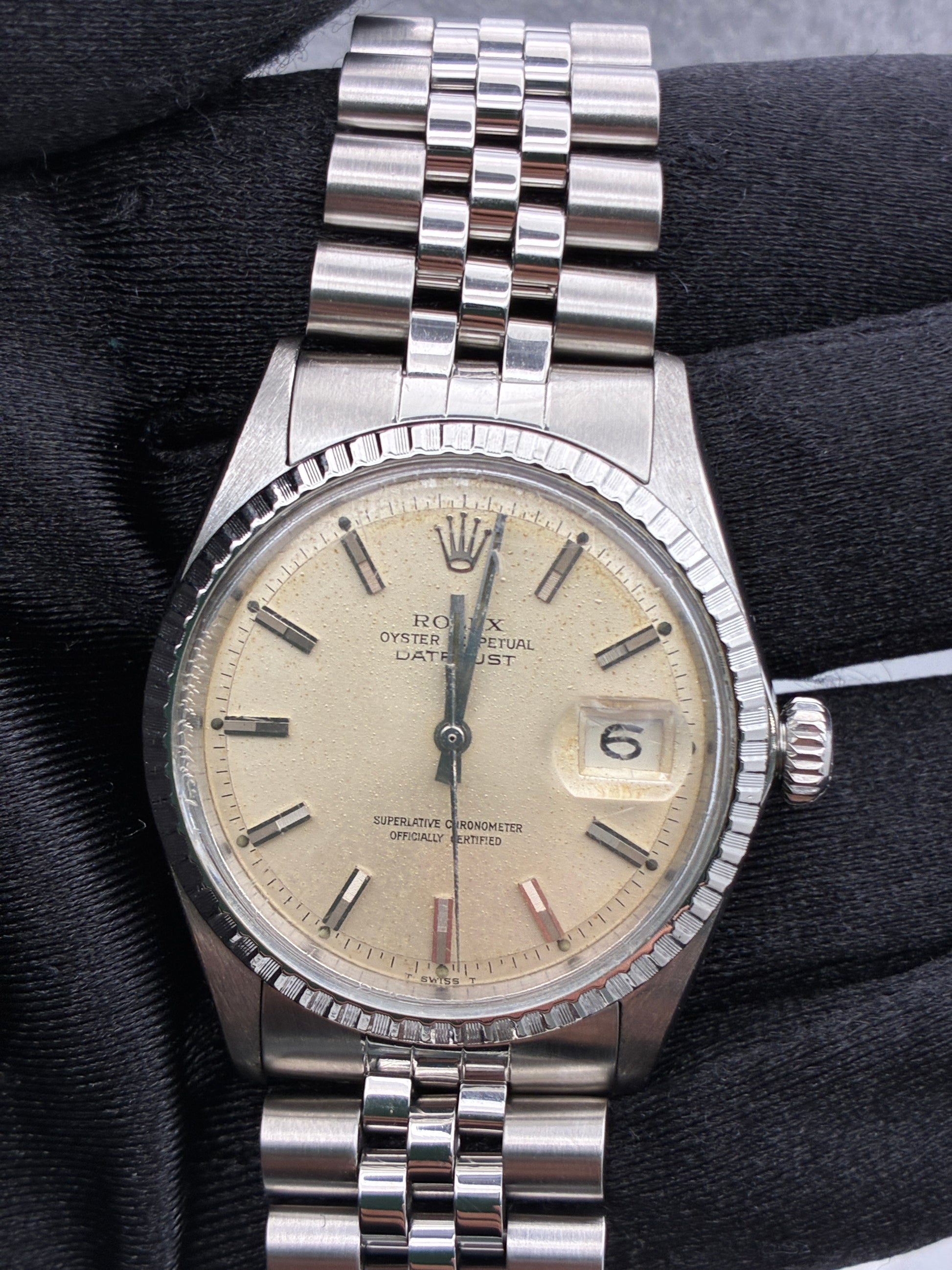 Rolex Datejust Silver Stick / Has Spots Dial on Jubilee Ref. 1603 1969