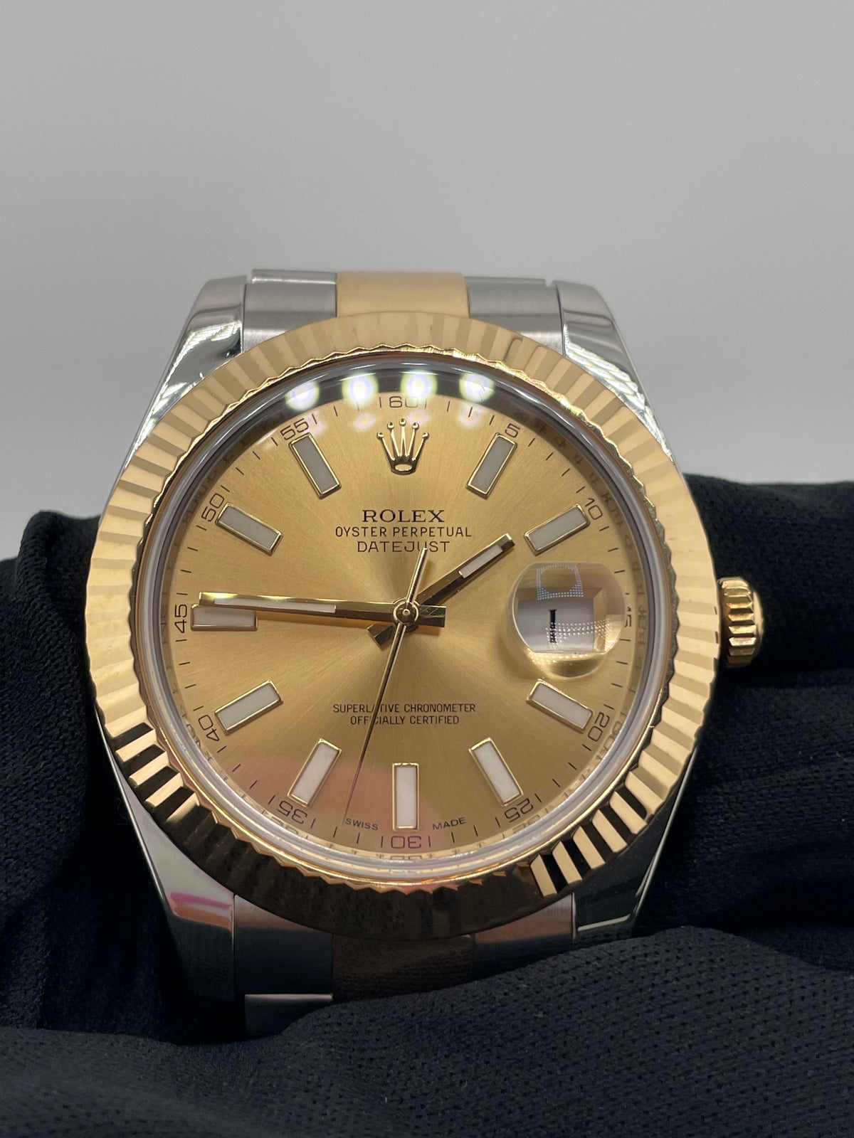 Rolex Datejust II Champagne Stick Dial on Oyster Ref. 116333 Card 2012 — view 3