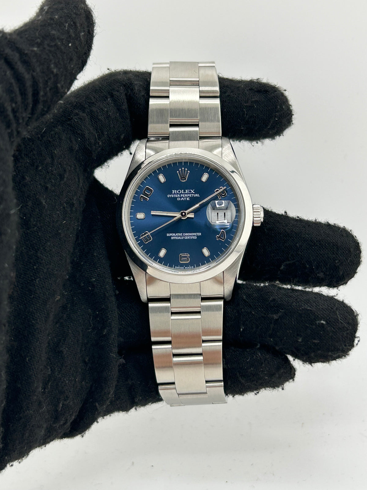 Rolex Oyster Perpetual Date Blue Arabic Dial on Oyster Steel Bracelet Ref. 15200 1999 — view 2
