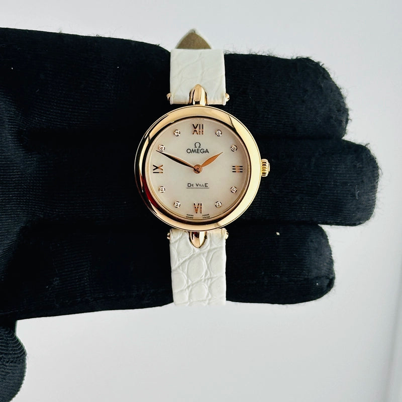 Omega De Ville Prestige White Mop Dial on Leather Ref 424.53.27.60.55.002 with Card