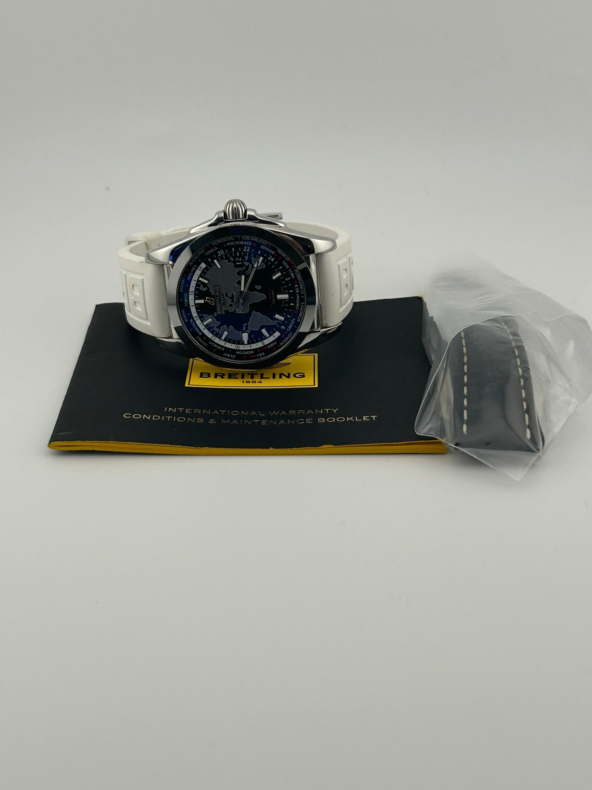 Breitling Galactic Unitime Black Dial on Rubber Strap Ref. WB3510 Complete — view 7