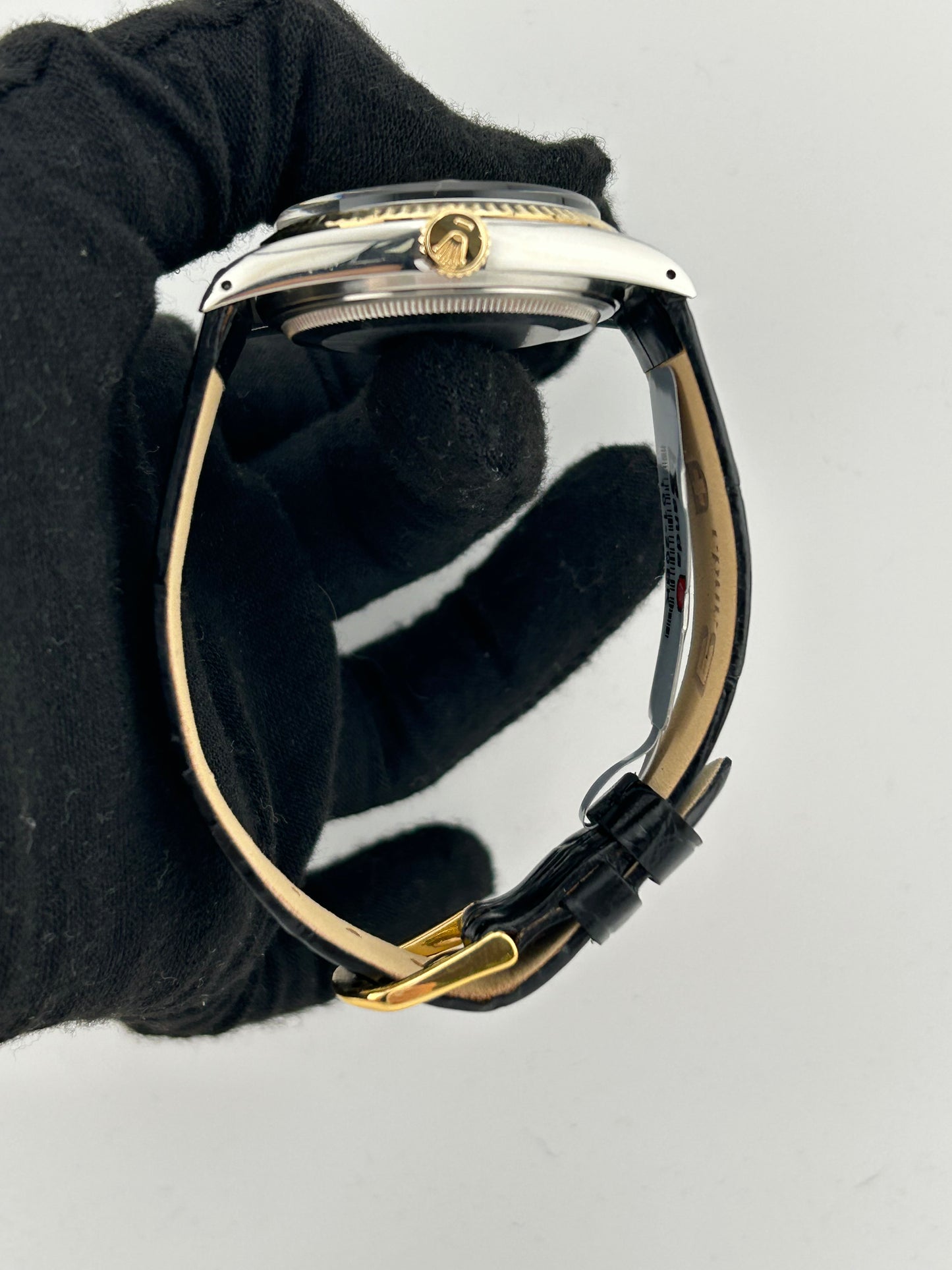 Rolex Datejust Champagne Stick Dial on Generic Black Leather Band Ref. 16013 1979 — view 5