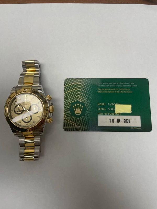Rolex Daytona Gold Dial on Oyster Ref 126503 with New Style Card Green 2024