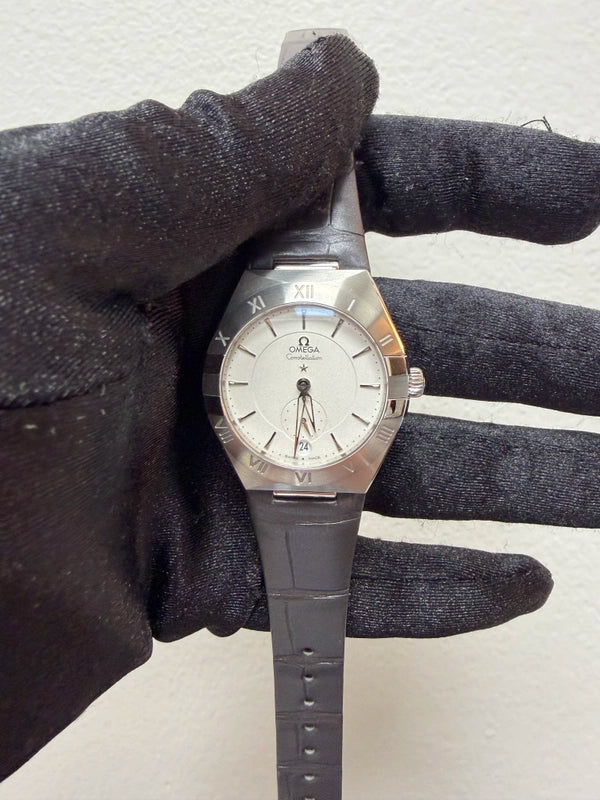 Omega Constellation Co-Axial Master Chronometer Small Seconds White Dial on Leather Strap Ref 131.13.34.20.02.001 with Card