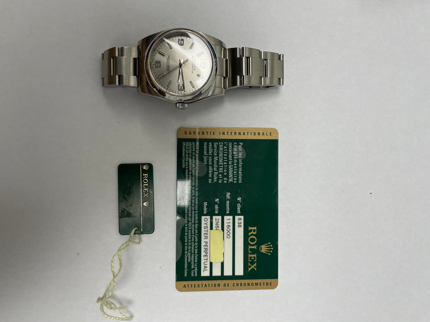 Rolex Oyster Perpetual Silver Dial on Oyster Ref. 116000 Card 2015 — view 5