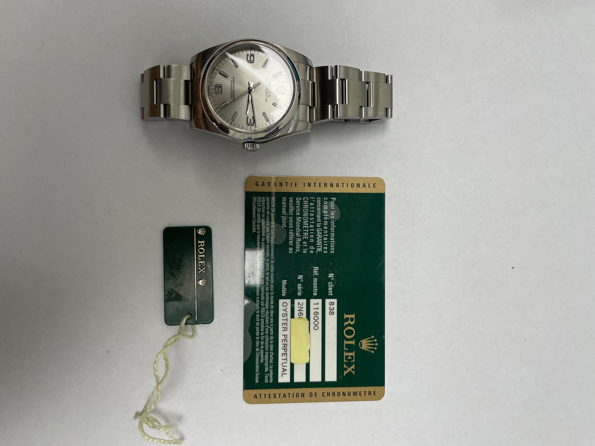 Rolex Oyster Perpetual Silver Dial on Oyster Ref. 116000 Card 2015 — view 5