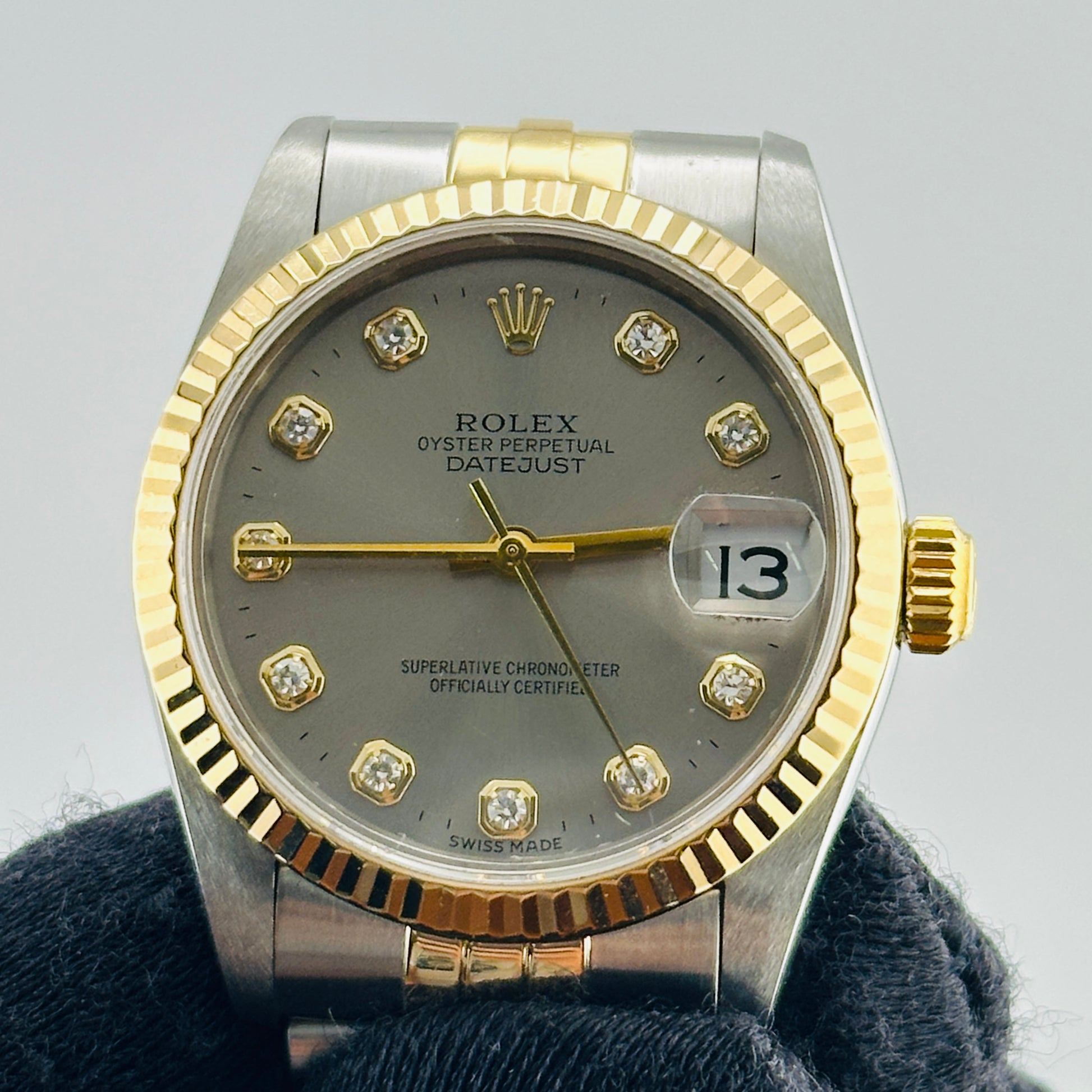 Rolex Datejust Refinished Grey Diamond Dial on D Link Jubilee Bracelet Ref. 68273 1989 — view 3