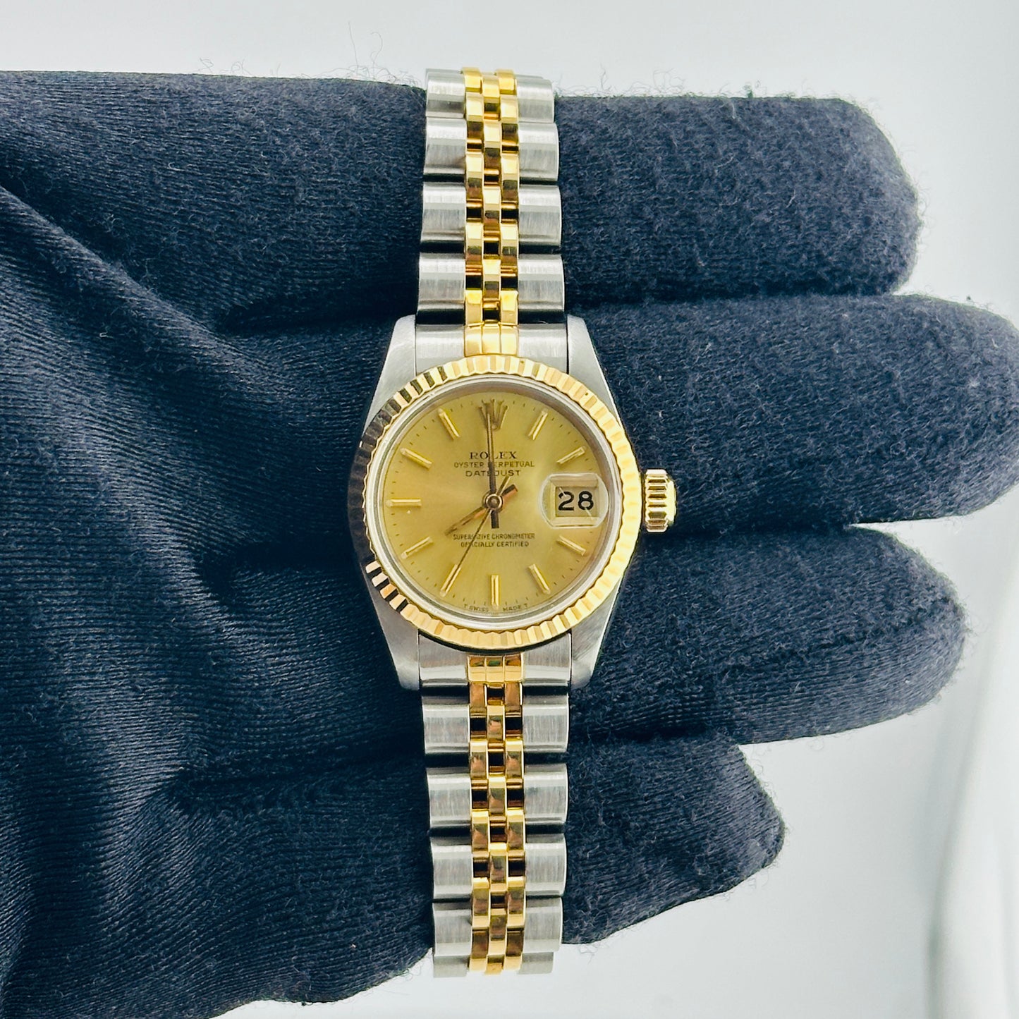 Rolex Datejust Lady Champagne Stick Dial on D Link Jubilee Bracelet Ref. 69173 1993 — view 2