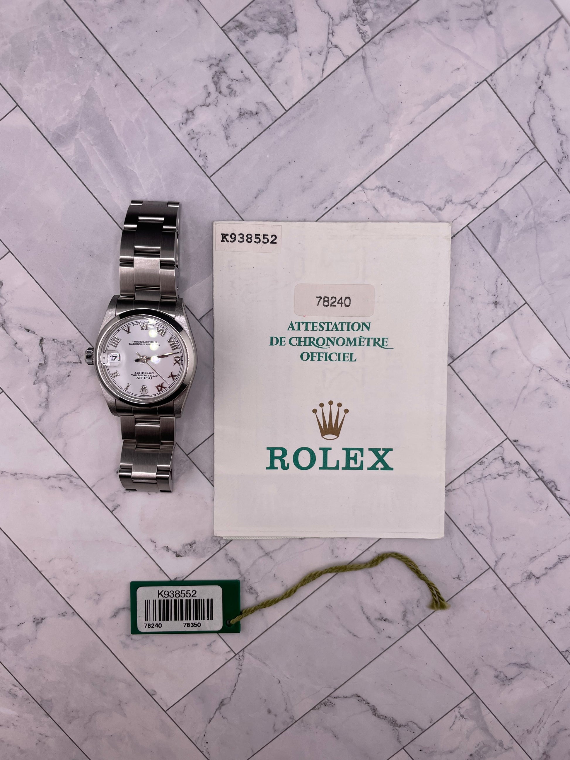 Rolex Datejust White Roman Dial on Oyster Ref. 78240 Papers 2002 — view 6