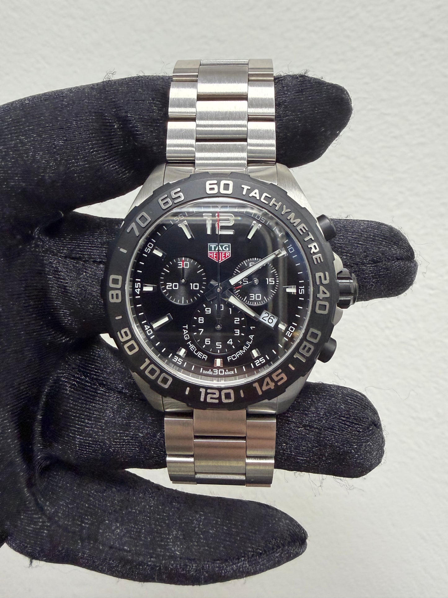 Tag Heuer Formula 1 Quartz Chronograph Black Dial on Stainless Steel Bracelet Ref. CAZ1010.BA0842 Manuals Only Open Date — view 2