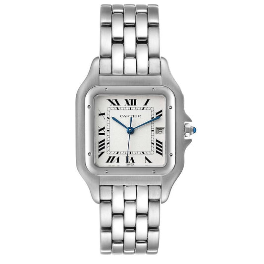Cartier Panthere Jumbo White Roman Dial on Stainless Steel Bracelet Ref 1300