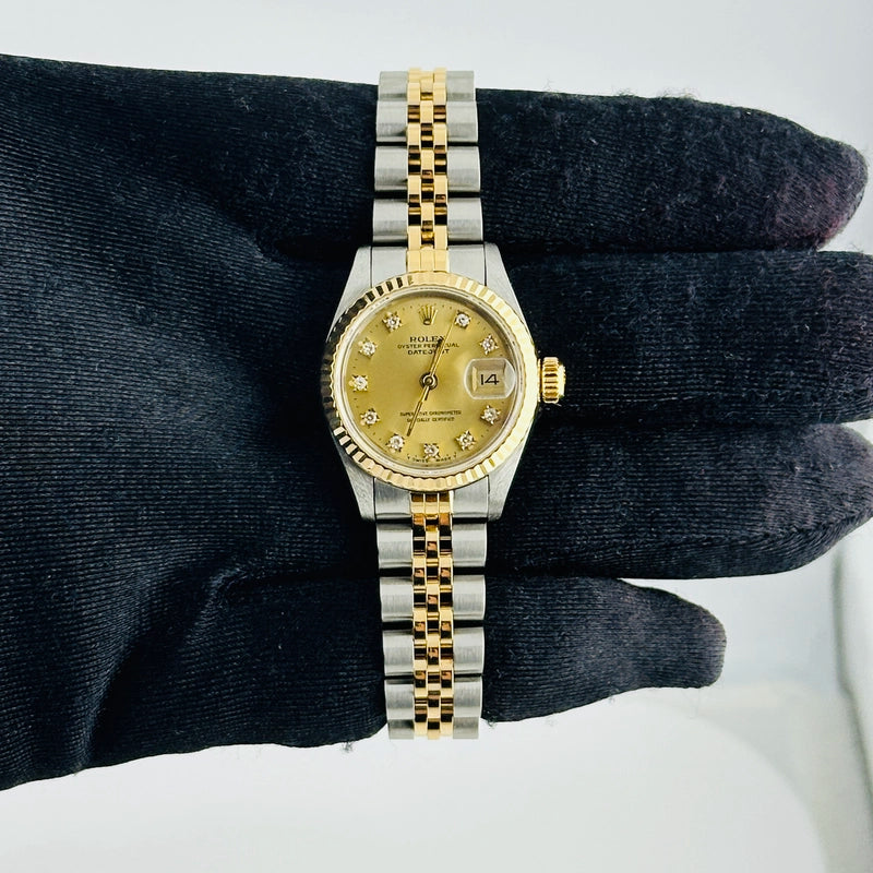 Rolex Datejust Lady Champagne Diamond Factory Dial on D Link Jubilee Ref 69173