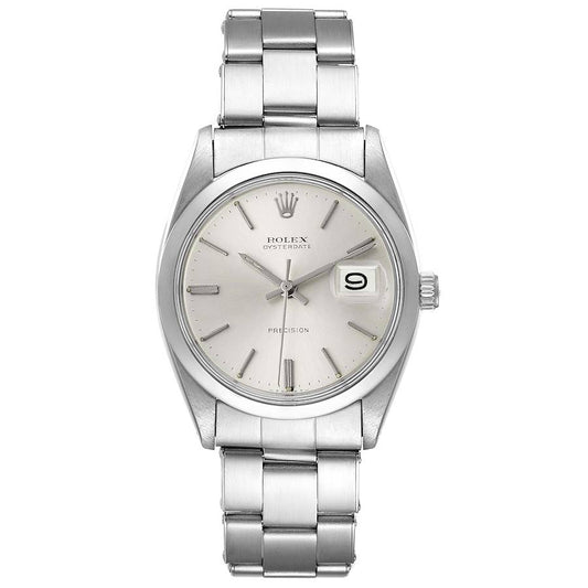 Rolex Oysterdate Precision Silver Stick Dial on Oyster Bracelet Ref. 6694 Papers 1989