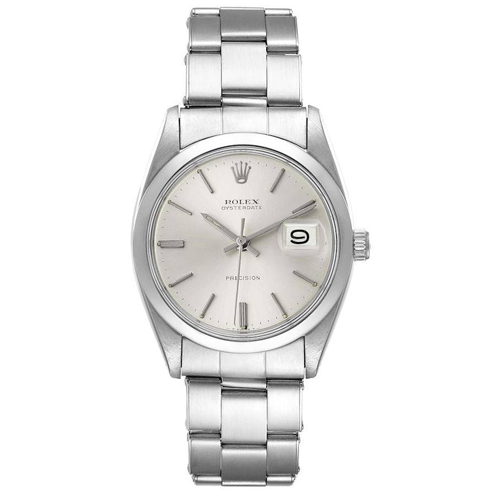Rolex Oysterdate Precision Silver Stick Dial on Oyster Bracelet Ref. 6694 Papers 1989
