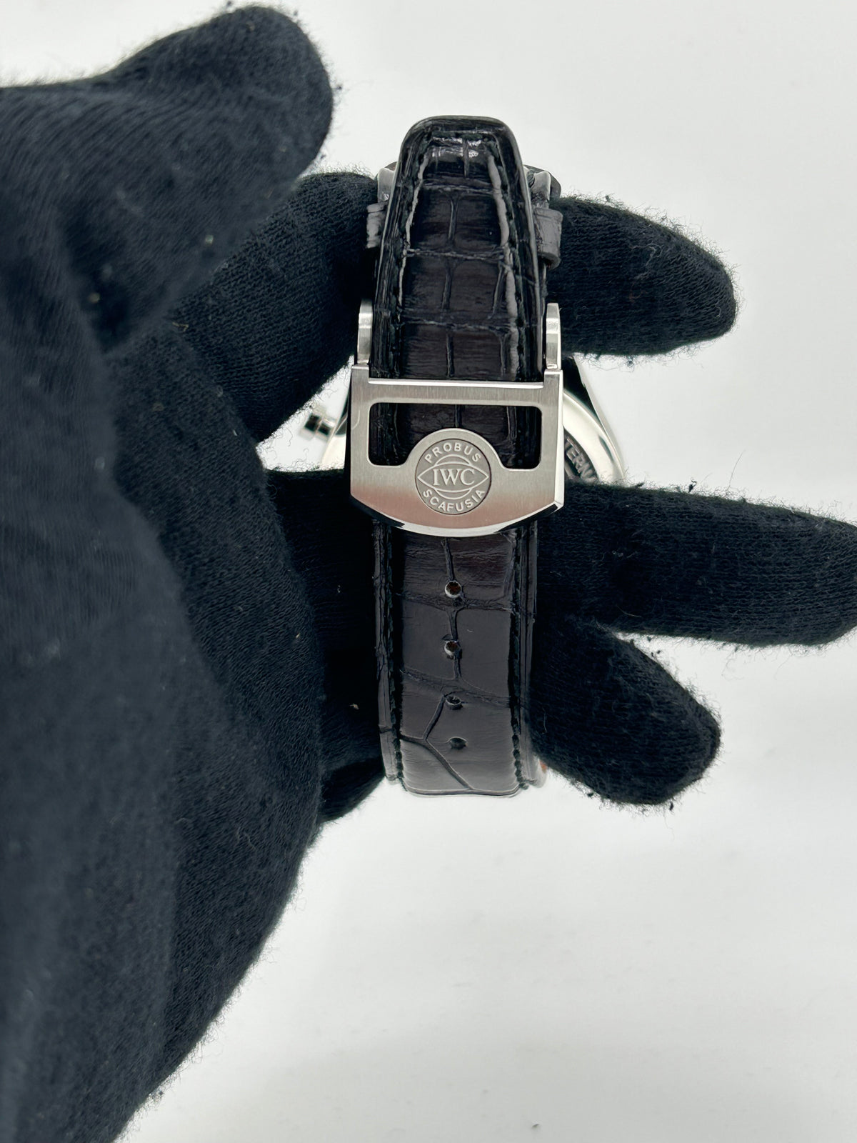 Iwc Portugieser Chronograph Classic Silver Dial on Black Leather Strap Ref. 1W390403 — view 4