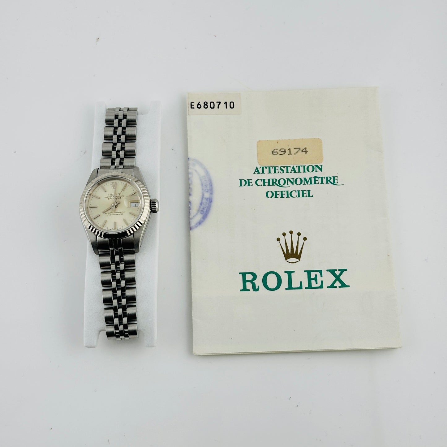 Rolex Datejust Lady Silver Stick Dial on D Link Jubilee Ref. 69174 Papers 1992 — view 7