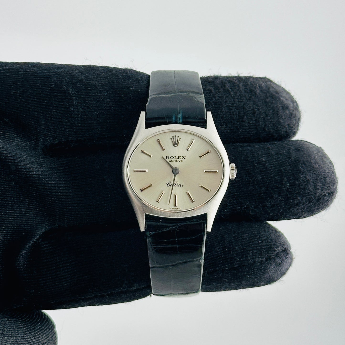 Rolex Cellini Silver Stick Dial on Leather Ref. 3802/9 1972