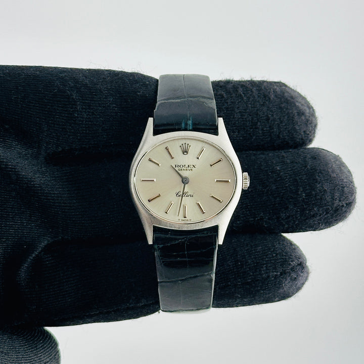 Rolex Cellini Silver Stick Dial on Leather Ref. 3802/9 1972