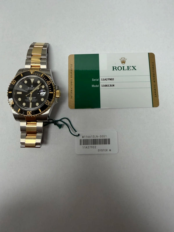 Rolex Submariner Black Dial on Oyster Ref 116613LN with New Style Card White 2016