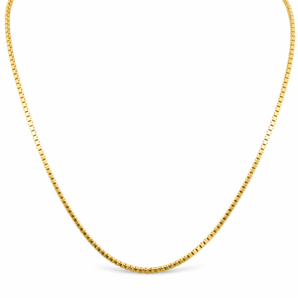 18K Yellow Gold Solid Venetian Box Chain - 20 Inches