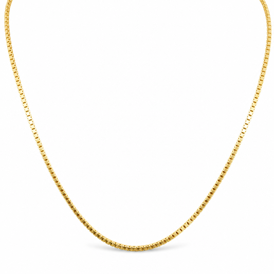 18K Yellow Gold Solid Venetian Box Chain - 20 Inches
