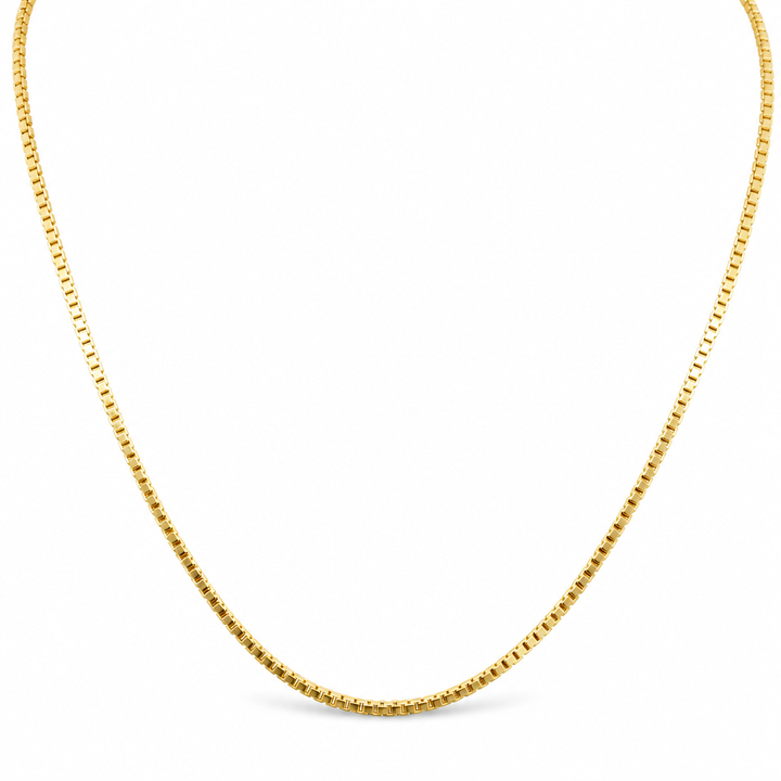 18K Yellow Gold Solid Venetian Box Chain - 20 Inches