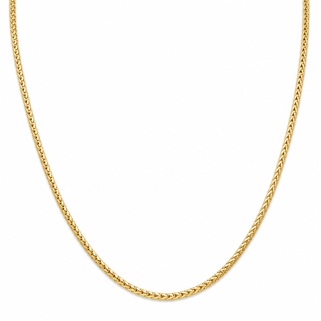18K Yellow Gold Solid Diamond-Cut Square Franco Chain - 20 Inches