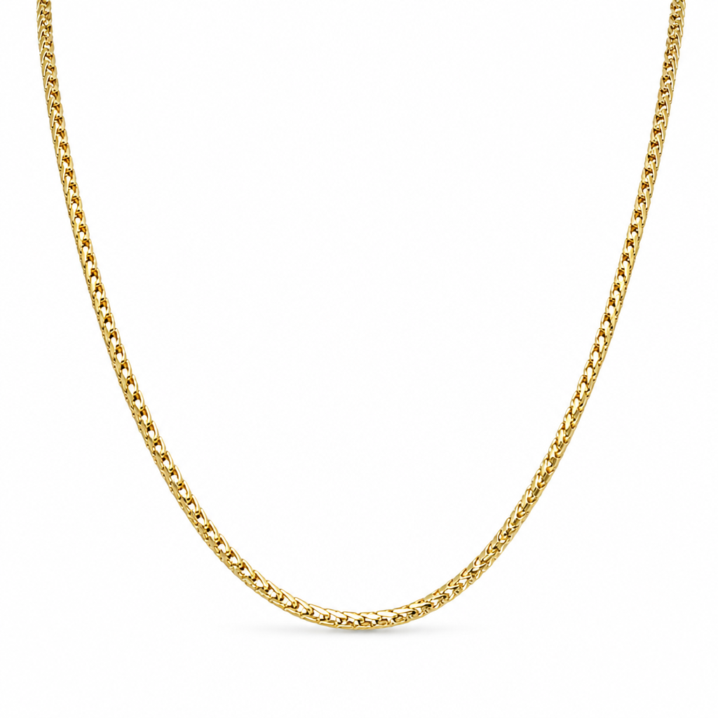 18K Yellow Gold Solid Diamond-Cut Square Franco Chain - 20 Inches