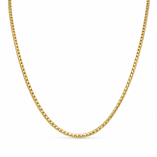 18K Yellow Gold Solid Diamond-Cut Square Franco Chain - 20 Inches