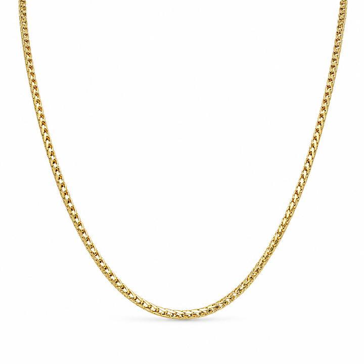 18K Yellow Gold Solid Diamond-Cut Square Franco Chain - 20 Inches