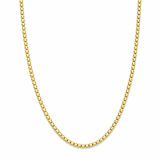 18K Yellow Gold Solid Diamond-Cut Textured Box Chain - 24 Inches