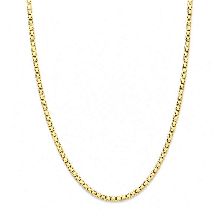 18K Yellow Gold Solid Diamond-Cut Textured Box Chain - 24 Inches