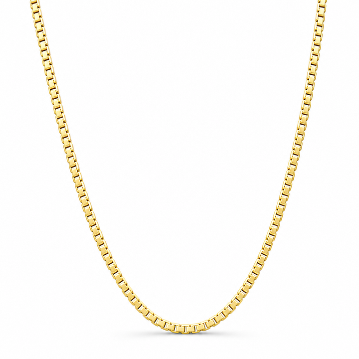 18K Yellow Gold Solid Venetian Box Chain - 24 Inches