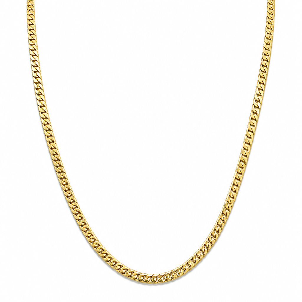 18K Yellow Gold Solid Double Cuban Interlocking Curb Chain - 22 Inches
