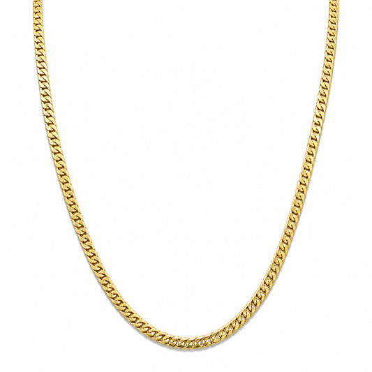 18K Yellow Gold Solid Double Cuban Interlocking Curb Chain - 22 Inches