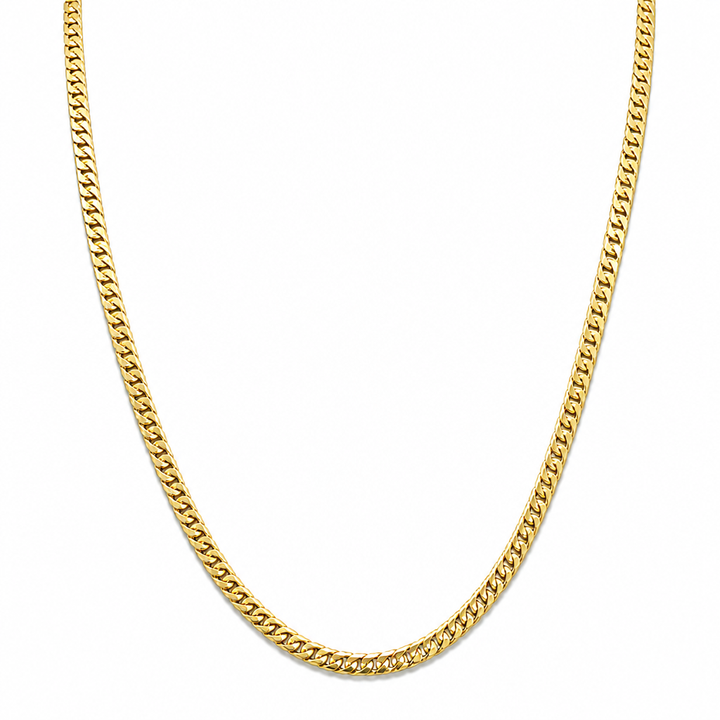 18K Yellow Gold Solid Cuban Interlocking Curb Chain - 22 Inches