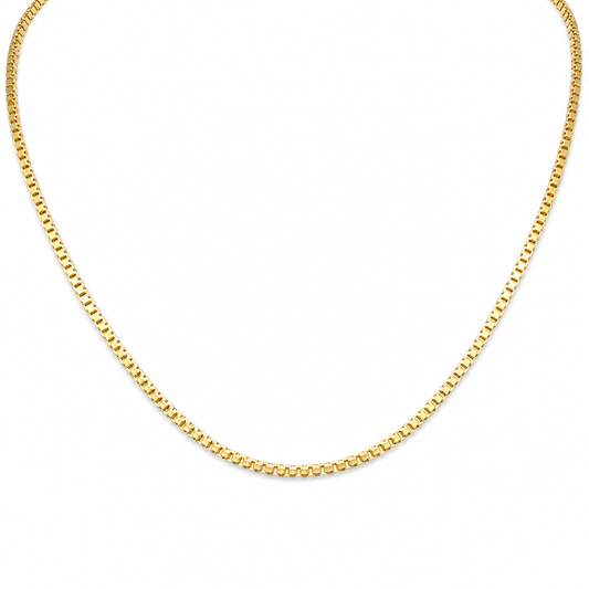 18K Yellow Gold Solid Venetian Box Chain - 18 Inches