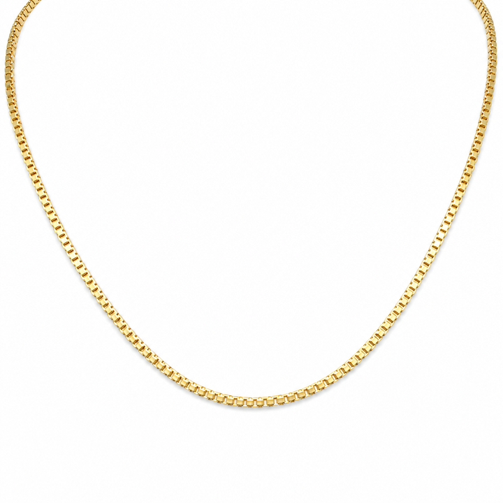 18K Yellow Gold Solid Venetian Box Chain - 18 Inches