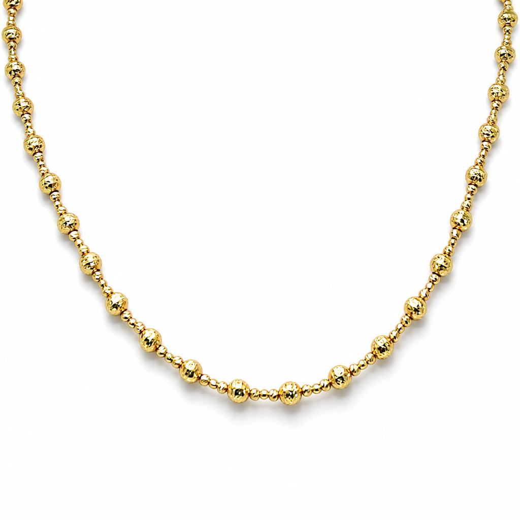 18K Yellow Gold Diamond-Cut Moon-Cut Bead Chain - 18 Inches