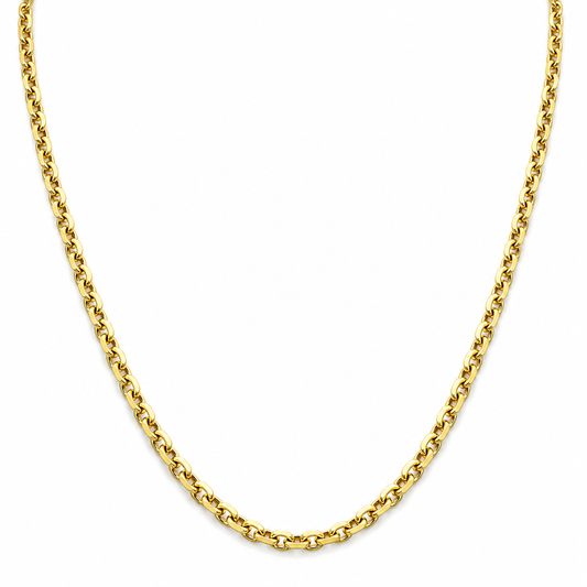 18K Yellow Gold Solid Anchor Cable Link Chain - 19 Inches