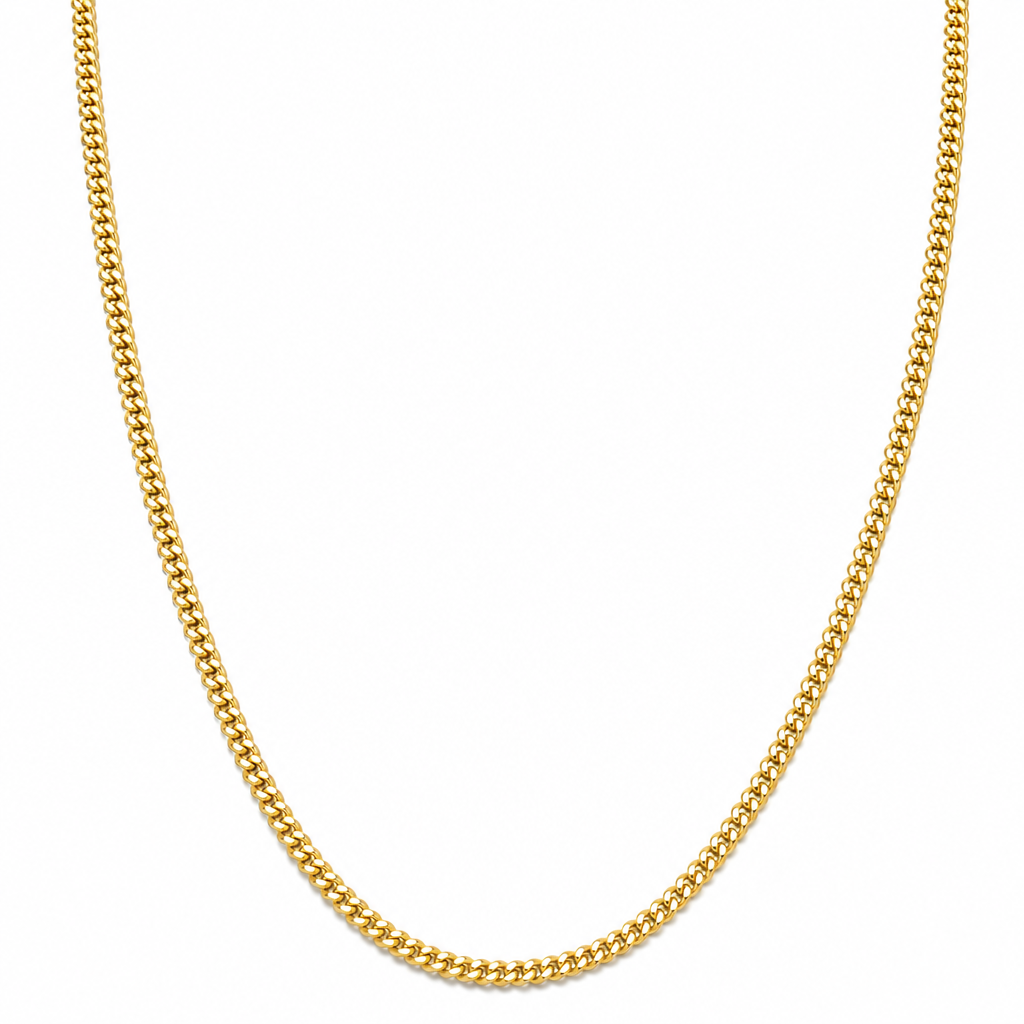 18K Yellow Gold Semi-Solid Miami Cuban Link Chain - 22 Inches
