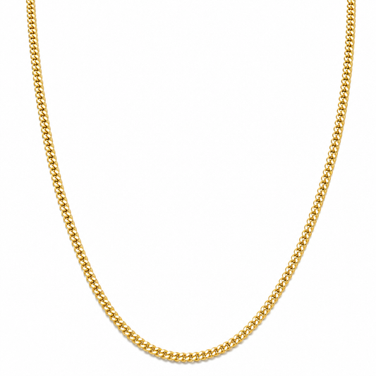 18K Yellow Gold Semi-Solid Miami Cuban Link Chain - 22 Inches