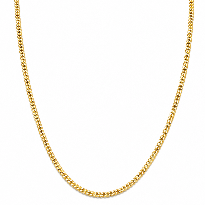 18K Yellow Gold Semi-Solid Miami Cuban Link Chain - 22 Inches