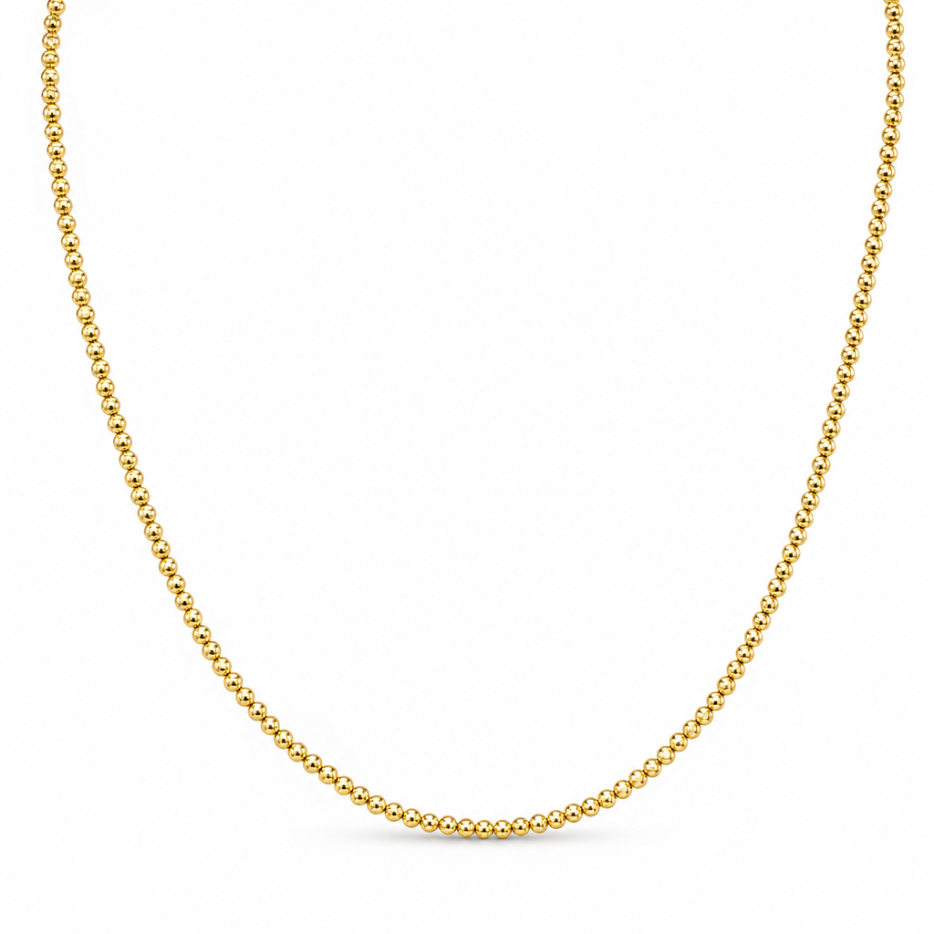 18K Yellow Gold Moon-Cut Faceted Bead Chain - 20 Inches