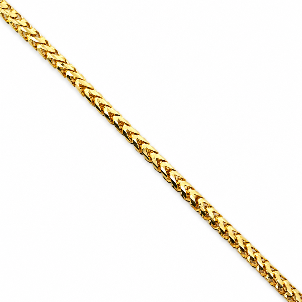18K Yellow Gold Solid Diamond-Cut Square Franco Chain - 20 Inches