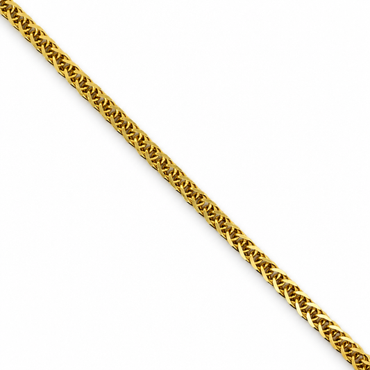 18K Yellow Gold Solid Spiga Wheat Chain - 24 Inches