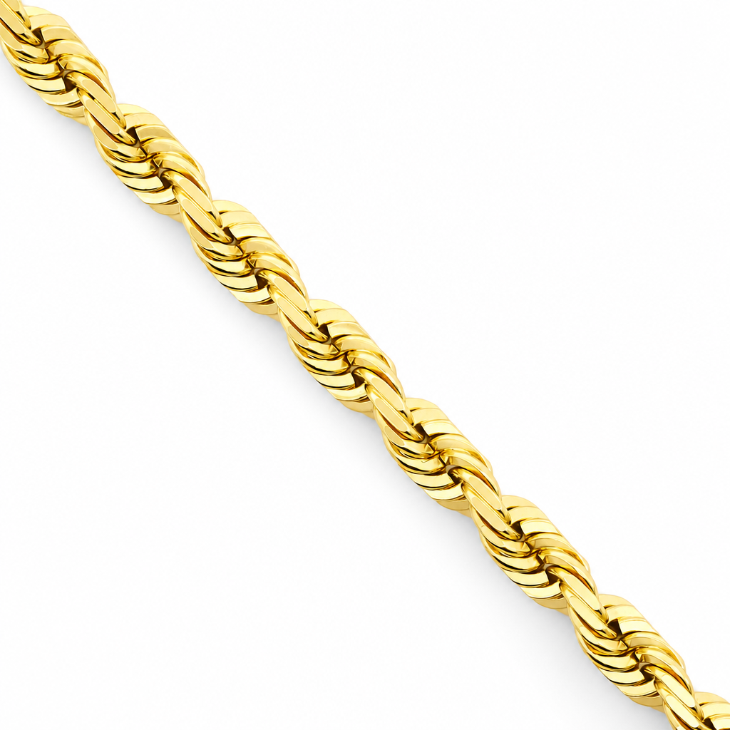 18K Yellow Gold Solid Rope Chain - 22 Inches