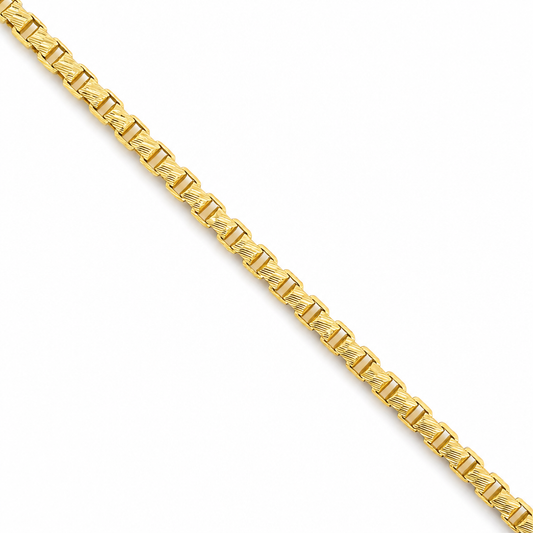 18K Yellow Gold Solid Diamond-Cut Textured Box Chain - 24 Inches